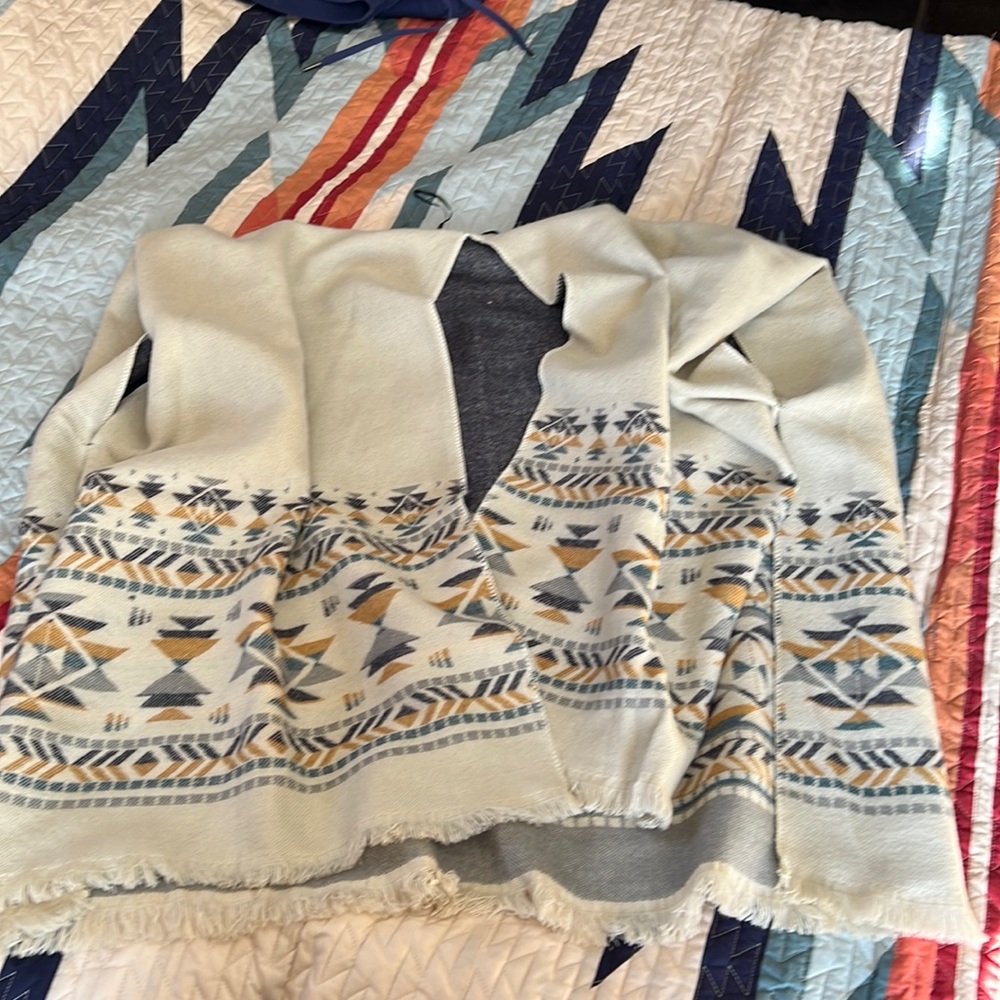 Western style shawl sweater